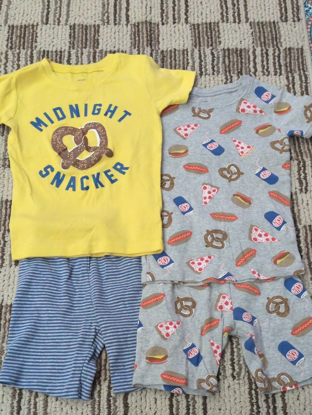Carter's Yellow 'Midnight Snacker' & Fun Food Print Pajama Sets.